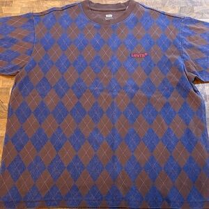 Levi's Blue and Brown Argyle Tee
